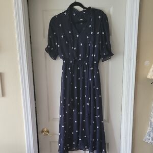 Elegant Navy Blue Floral Dress